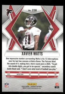 2025 Panini Phoenix Xavier Watts #238 Silver Mosaic RC Football - Football Card Single
