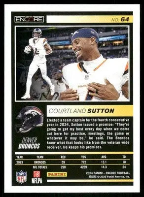 2025 Panini Pinnacle Encore Courtland Sutton #64 Football - Football Card Single