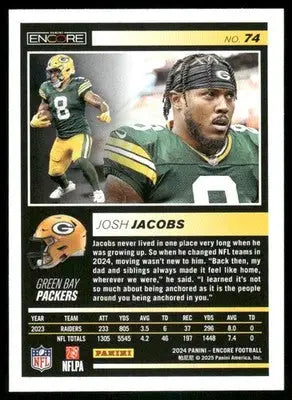 2025 Panini Pinnacle Encore Football Josh Jacobs #74 Football - Football Card Single