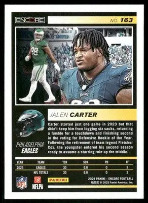 2025 Panini Pinnacle Encore Jalen Carter #163 Football - Football Card Single
