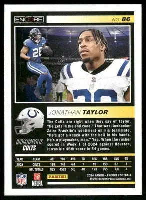 2025 Panini Pinnacle Encore Jonathan Taylor #86 Football - Football Card Single