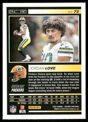 2025 Panini Pinnacle Encore Jordan Love #73 Football - Football Card Single