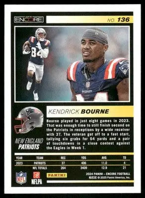2025 Panini Pinnacle Encore Kendrick Bourne #136 Football - Football Card Single