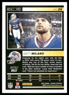 2025 Panini Pinnacle Encore Matt Milano #25 Football - Football Card Single