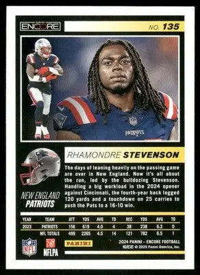 2025 Panini Pinnacle Encore Rhamondre Stevenson #135 Football - Football Card Single