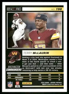 2025 Panini Pinnacle Encore Terry McLaurin #198 Football - Football Card Single