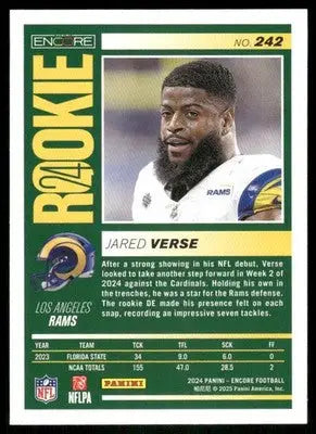 2025 Panini Pinnacle Jared Verse #242 RC Football - Football Card Single