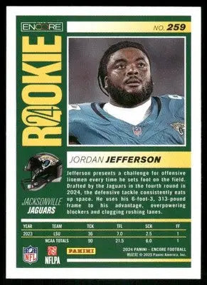 2025 Panini Pinnacle Rookie Jordan Jefferson #259 RC Football - Football Card Single