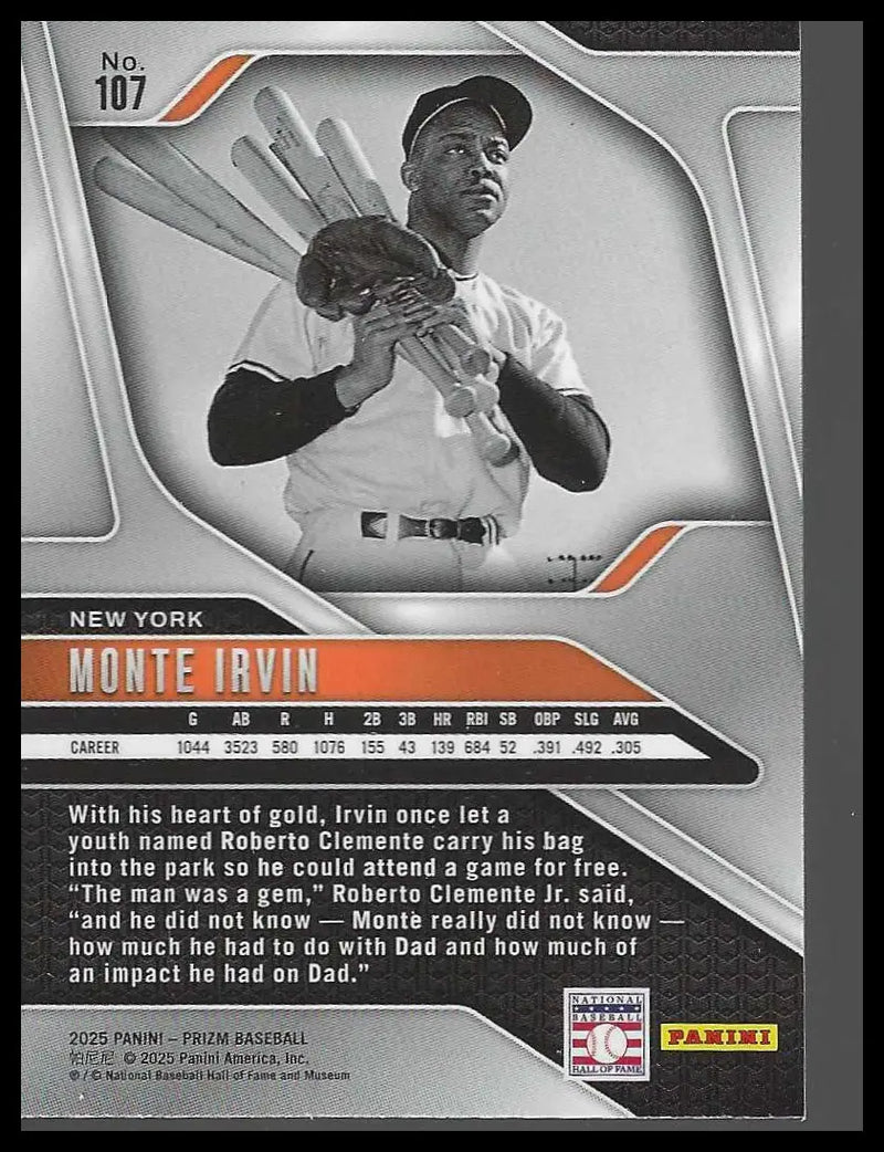 2025 Panini Prizm #107 Monte Irvin - Baseball Card Single