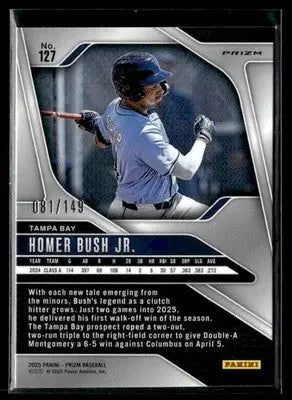 2025 Panini Prizm #127 Homer Bush Jr. Purple Prizm #/149 - Baseball Card Single
