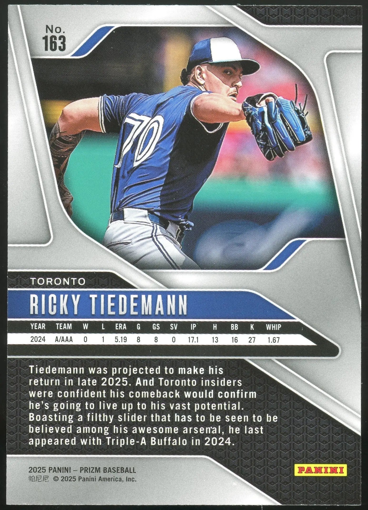 2025 Panini Prizm #163 Ricky Tiedemann Toronto