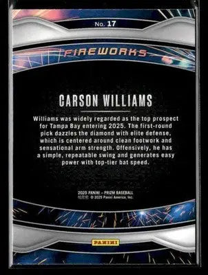2025 Panini Prizm #17 Carson Williams Fireworks - Baseball Card Single