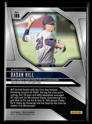2025 Panini Prizm #188 Dasan Hill - Baseball Card Single