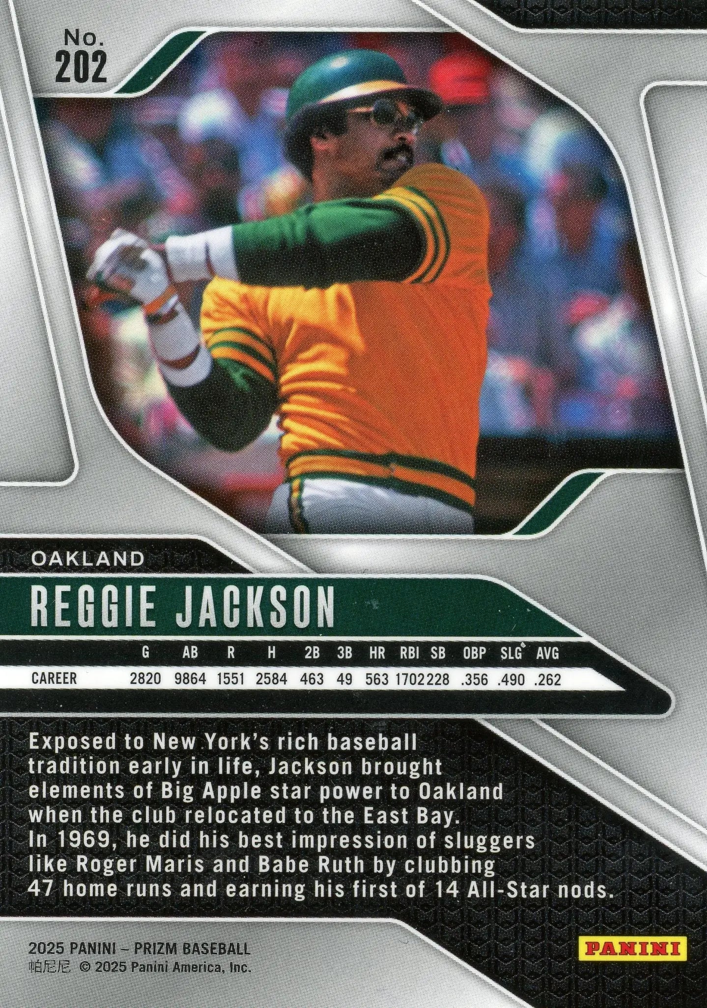 2025 Panini Prizm #202 Reggie Jackson Oakland Athletics HOF - Baseball Card Single
