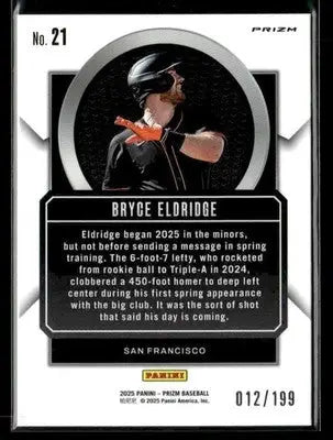 2025 Panini Prizm #21 Bryce Eldridge Talisman Red Prizm #012/199 - Baseball Card Single