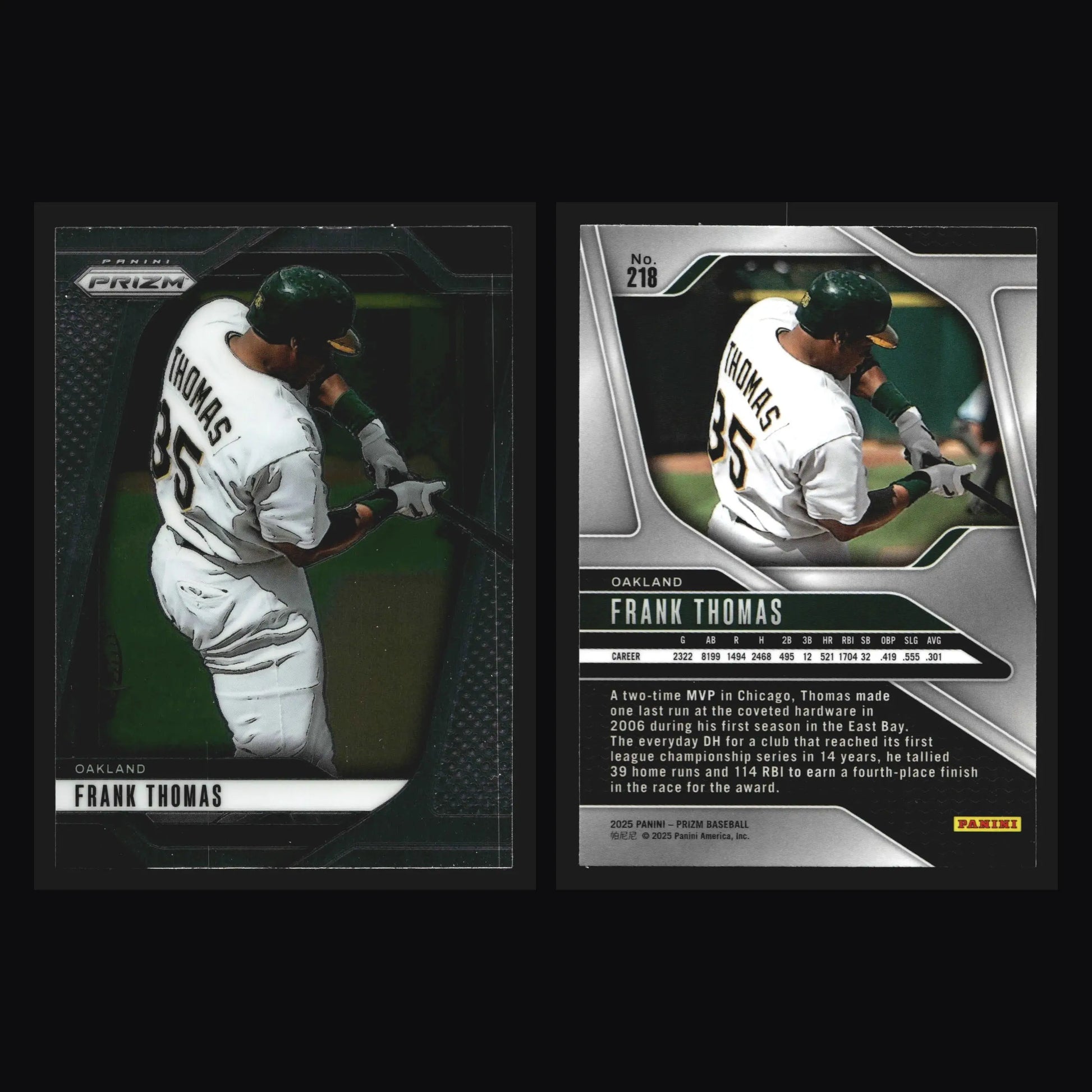 2025 Panini Prizm #218 Frank Thomas Oakland Athletics HOF - Baseball Card Single