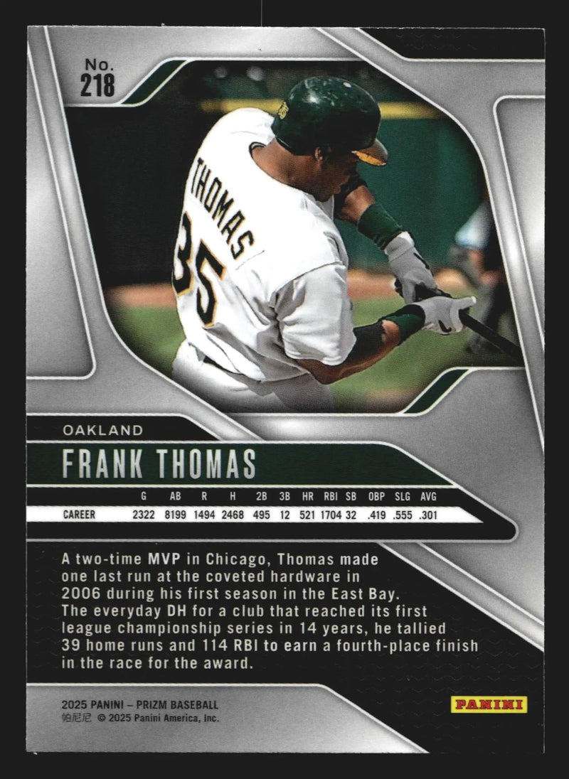 2025 Panini Prizm #218 Frank Thomas Oakland Athletics HOF - Baseball Card Single