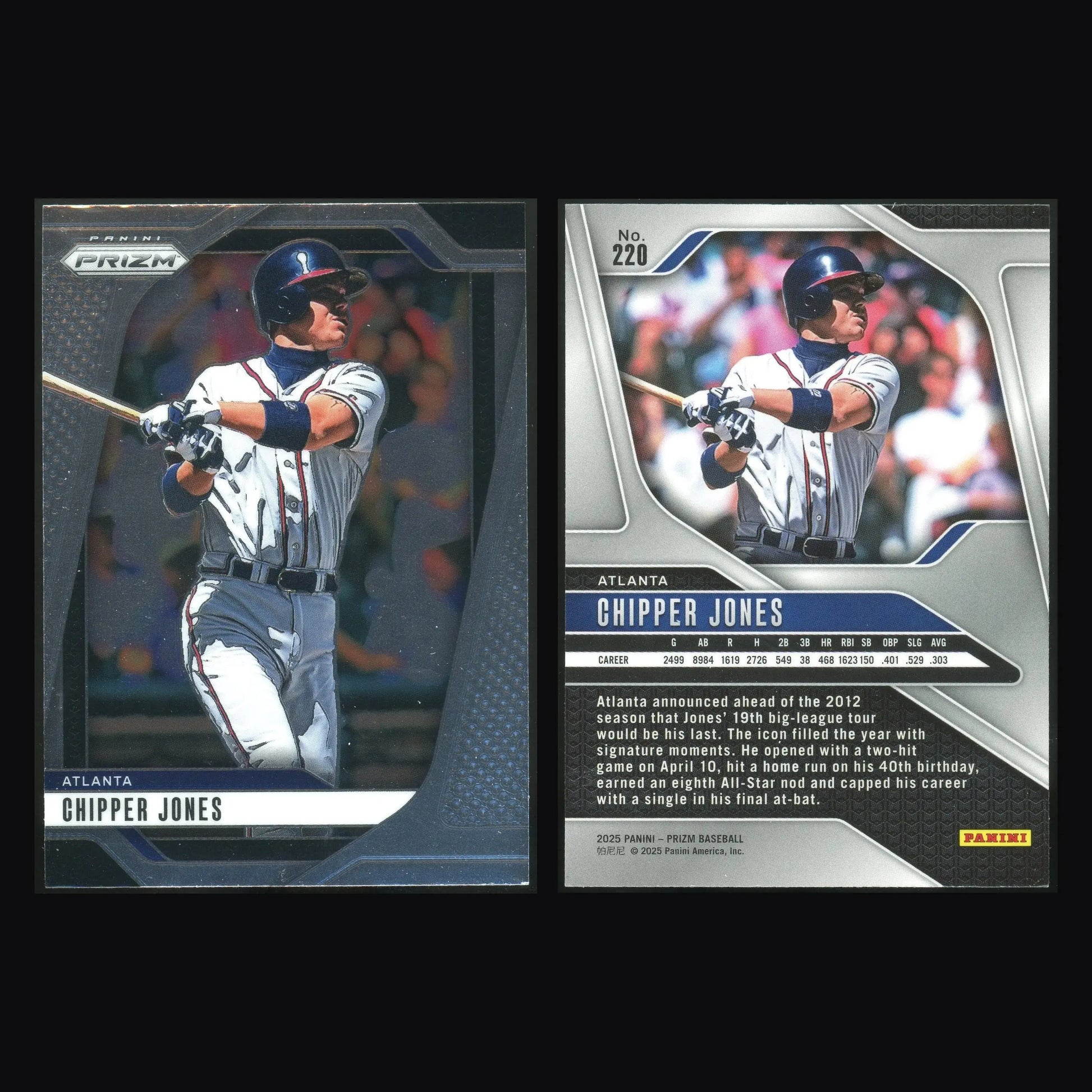 2025 Panini Prizm #220 Chipper Jones Atlanta HOF
