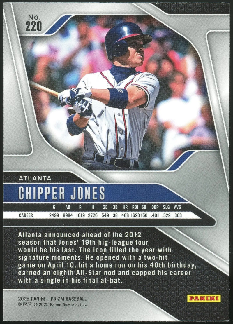 2025 Panini Prizm #220 Chipper Jones Atlanta HOF