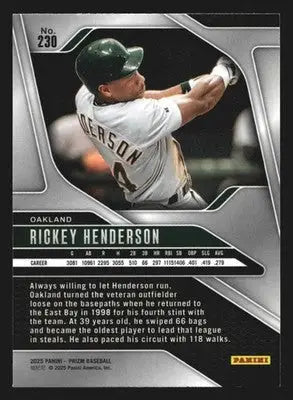 2025 Panini Prizm #230 Rickey Henderson Oakland Athletics HOF