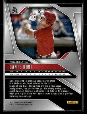 2025 Panini Prizm #242 Dante Nori - Baseball Card Single