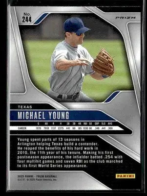 2025 Panini Prizm #244 Michael Young Ruby Wave Prizm - Baseball Card Single
