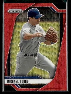 2025 Panini Prizm #244 Michael Young Ruby Wave Prizm - Baseball Card Single