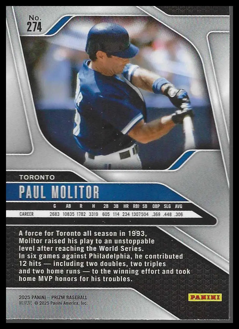 2025 Panini Prizm #274 Paul Molitor - Baseball Card Single