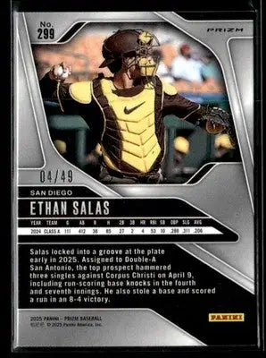 2025 Panini Prizm #299 Ethan Salas Orange Wave Prizm #/49 - Baseball Card Single