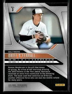 2025 Panini Prizm #3 Griff O’Ferrall - Baseball Card Single