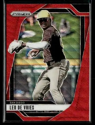 2025 Panini Prizm #47 Leo De Vries Ruby Wave Prizm - Baseball Card Single