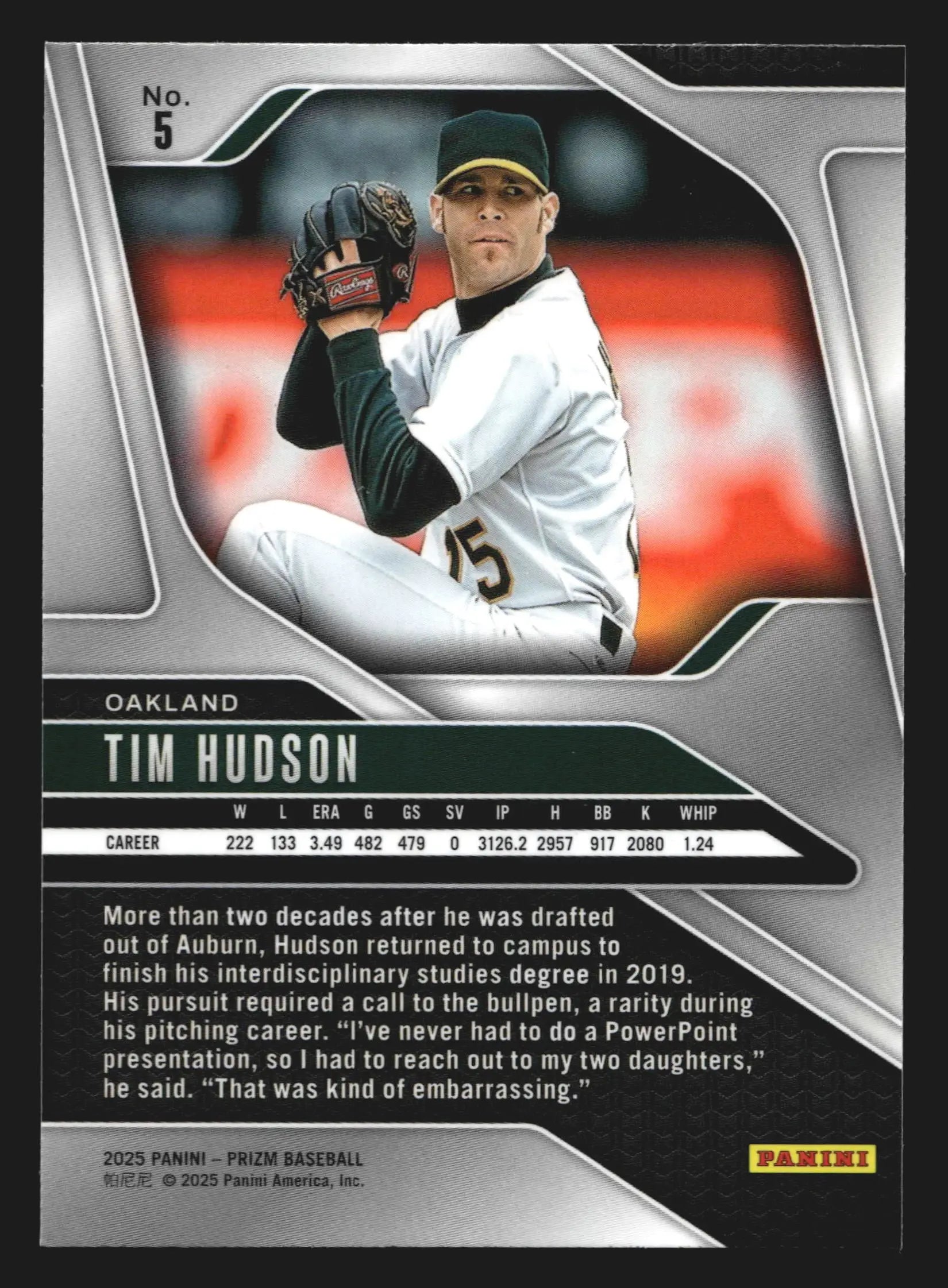 2025 Panini Prizm #5 Tim Hudson Oakland Athletics - Baseball Card Single
