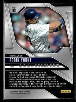 2025 Panini Prizm #63 Robin Yount - Baseball Card Single