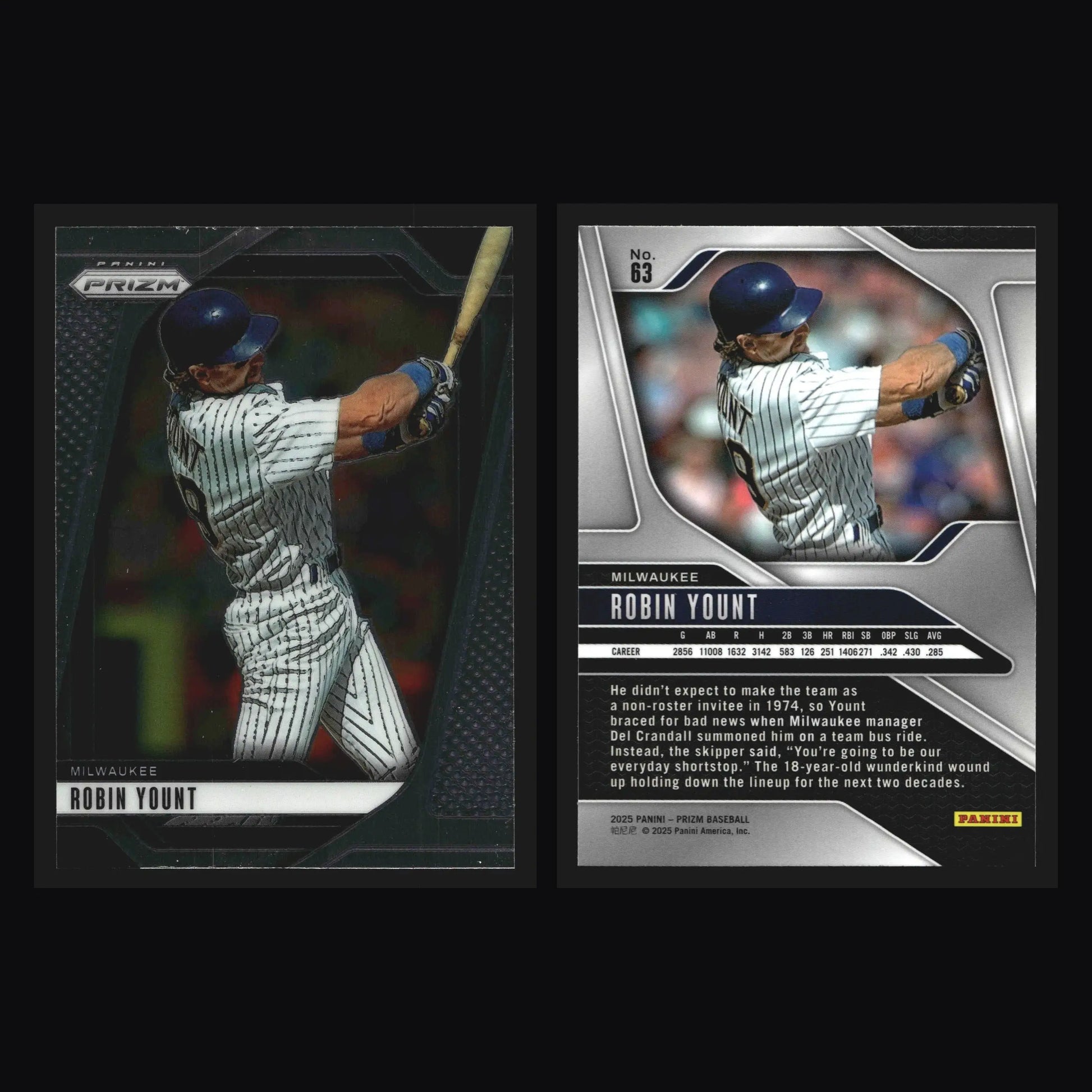 2025 Panini Prizm #63 Robin Yount Milwaukee Brewers HOF - Baseball Card Single