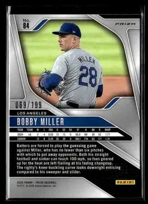 2025 Panini Prizm #84 Bobby Miller Blue Prizm #/199 - Baseball Card Single