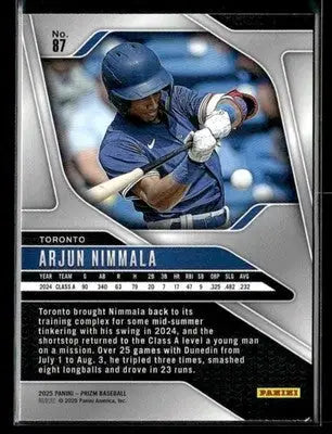 2025 Panini Prizm #87 Arjun Nimmala - Baseball Card Single