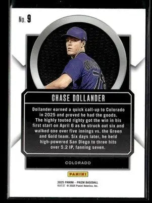 2025 Panini Prizm #9 Chase Dollander Talisman - Baseball Card Single