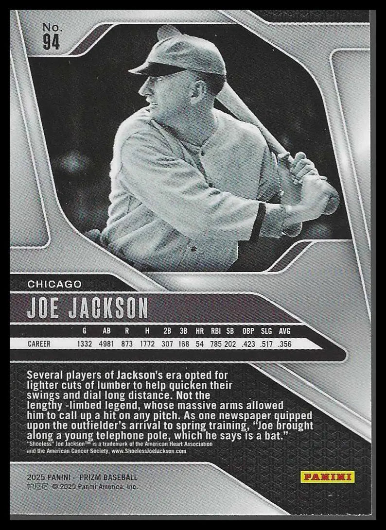 2025 Panini Prizm #94 Joe Jackson - Baseball Card Single