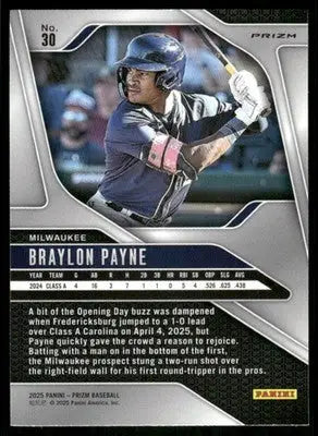 2025 Panini Prizm Baseball Braylon Payne #30 Blue Baseball - Baseball Card Single