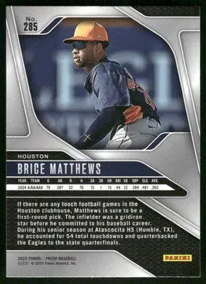 2025 Panini Prizm Baseball Brice Matthews #285 Baseball - Baseball Card Single