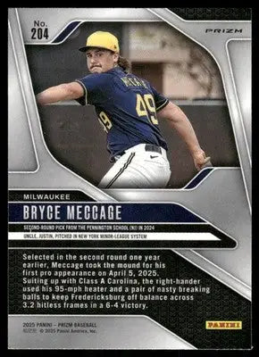 2025 Panini Prizm Baseball Bryce Meccage #204 Blue Baseball - Baseball Card Single