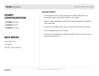 2025 Panini Prizm Baseball Hobby Box | Columbia Sports Cards