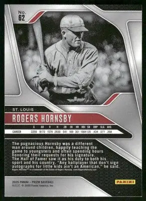 2025 Panini Prizm Baseball Rogers Hornsby #62 Baseball - Baseball Card Single