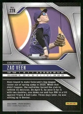 2025 Panini Prizm Baseball Zac Veen #228 RC Baseball - Baseball Card Single
