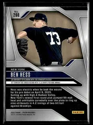 2025 Panini Prizm Ben Hess #260 New York Yankees