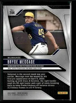 2025 Panini Prizm Bryce Meccage #204 Milwaukee Brewers