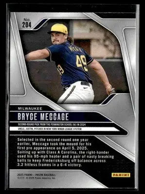 2025 Panini Prizm Bryce Meccage #204 Milwaukee Brewers