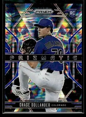 2025 Panini Prizm Chase Dollander #2 Prizmatic Blue Pulsar #/75 Rockies
