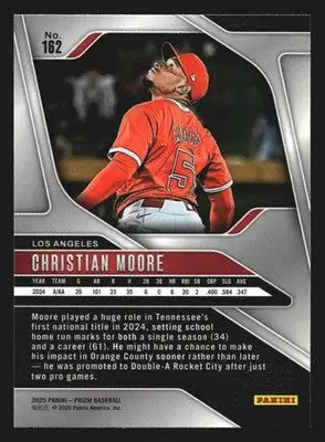 2025 Panini Prizm Christian Moore #162 Angels RC - Baseball Card Single