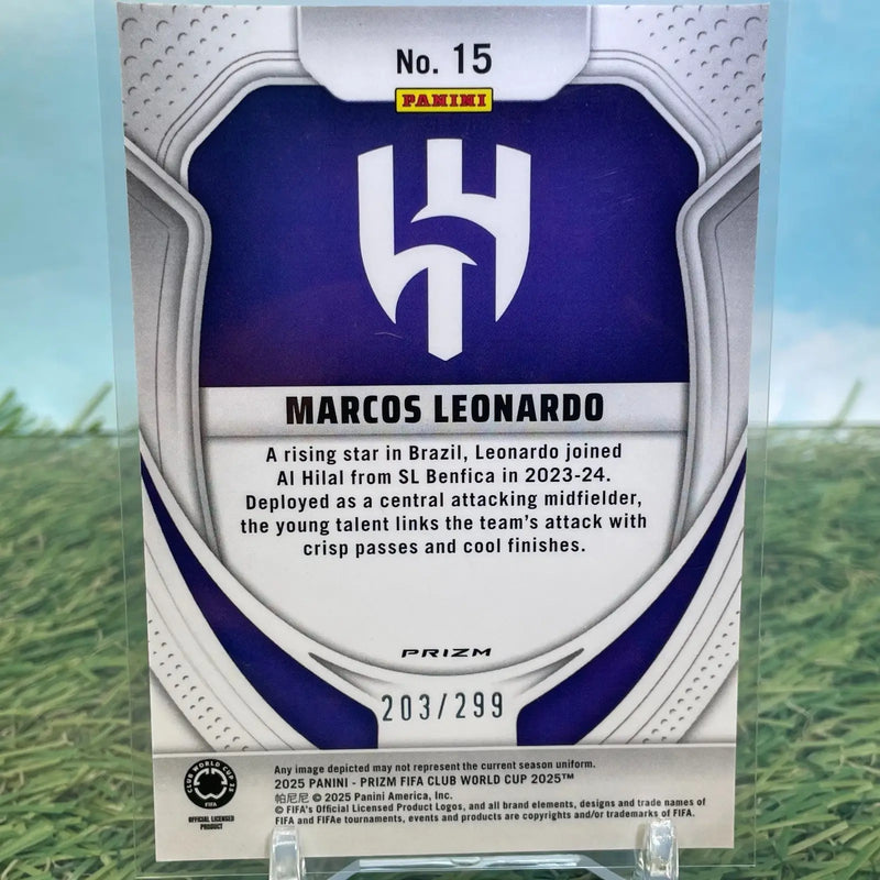 2025 Panini Prizm Club World Cup #15 Marcos Leonardo Pink Seismic Prizm /299 - Soccer Card Single